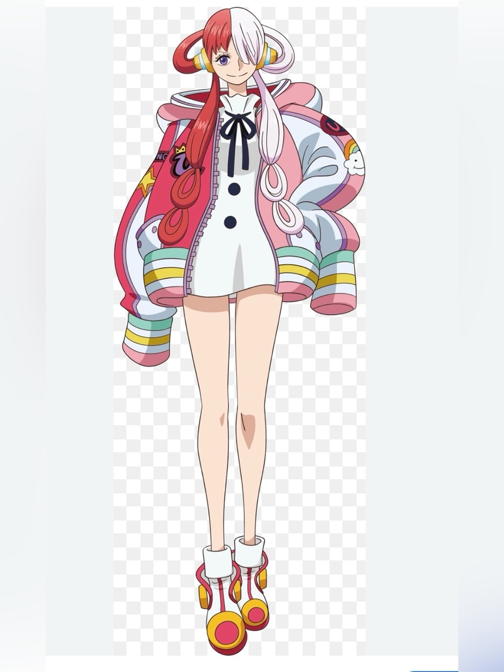 Uta one piece anime character Two-Tone Pink & Red Long wig - Picture 6 of 7